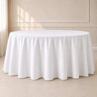 Polyester Round Tablecloth 120" White - Durable & Seamless Design for Polished Event Styling
