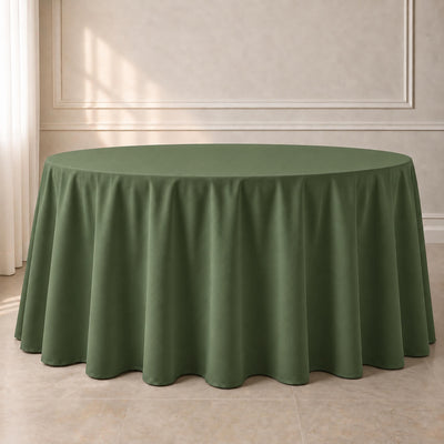 Polyester Round Tablecloth 120" Olive Green - Durable & Seamless Table Cover