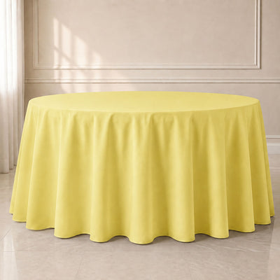 Polyester Round Tablecloth 120" Yellow - Durable & Seamless Table Cover