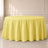 Yellow polyester round tablecloth, seamless and durable, perfect for any occasion.