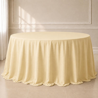 Polyester Round Tablecloth 132" Beige - Seamless Finish Table Cover
