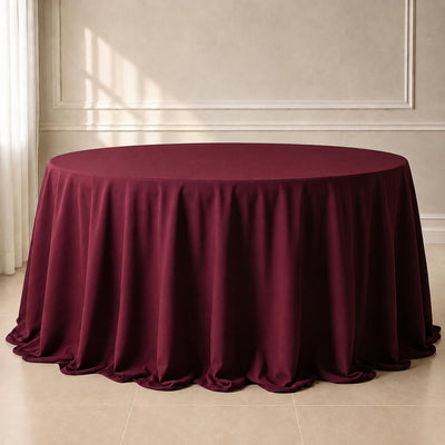 Polyester Round Tablecloth 132" Burgundy - Seamless Finish Table Cover