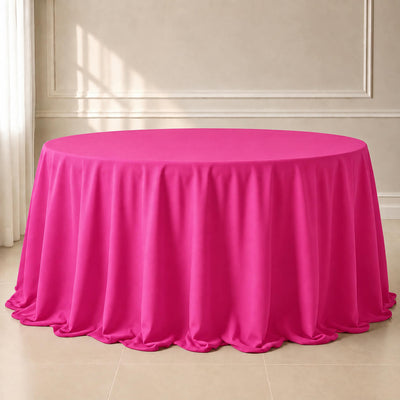 Polyester Round Tablecloth 132" Fuchsia - Seamless Finish Table Cover