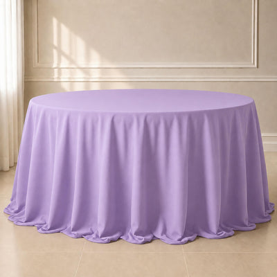 Polyester Round Tablecloth 132" Lavender Lilac - Seamless Finish Table Cover