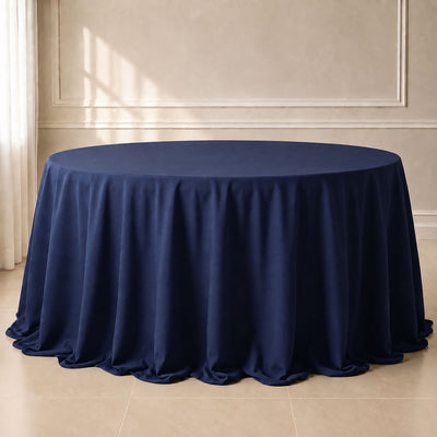 Polyester Round Tablecloth 132" Navy Blue - Seamless Finish Table Cover