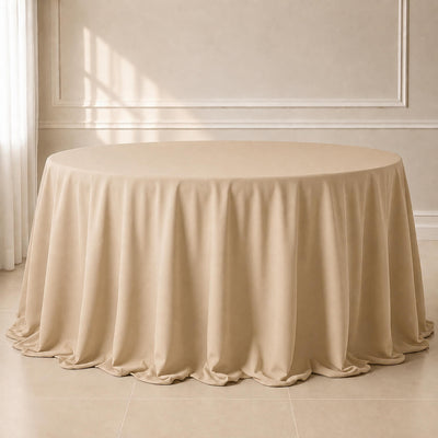 Polyester Round Tablecloth 132" Nude - Seamless Finish Table Cover