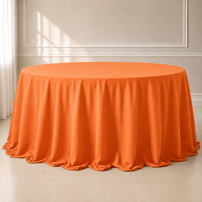 Polyester Round Tablecloth 132" Orange - Seamless Finish Table Cover