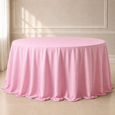 Polyester Round Tablecloth 132" Pink - Seamless Finish Table Cover
