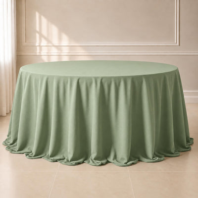 Polyester Round Tablecloth 132" Sage Green - Seamless Finish Table Cover