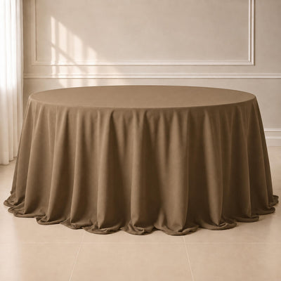 Polyester Round Tablecloth 132" Taupe - Seamless Finish Table Cover