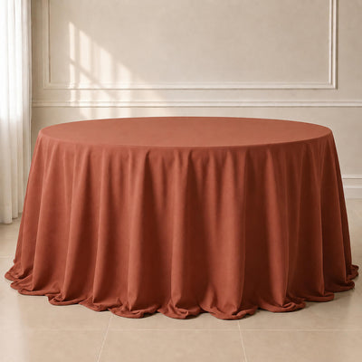 Polyester Round Tablecloth 132" Terracotta (Rust) - Seamless Finish Table Cover