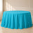 Turquoise round tablecloth with a seamless finish, perfect for elegant settings.