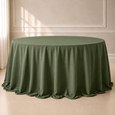 Polyester Round Tablecloth 132" Olive Green - Seamless Finish Table Cover