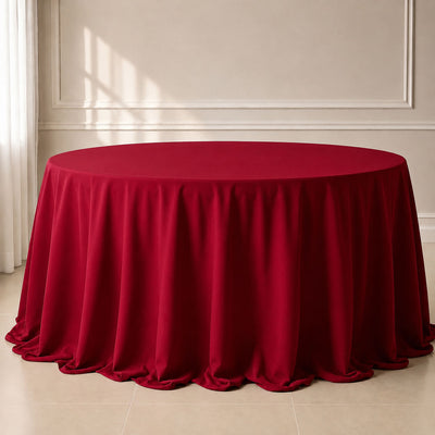 Polyester Round Tablecloth 132" Wine - Seamless Finish Table Cover