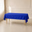 Royal Blue Polyester Rectangle Tablecloth 54"x96" on a table.