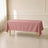 Dusty rose polyester tablecloth, 60"x102", wrinkle-resistant finish.