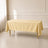 Beige wrinkle-resistant polyester tablecloth on a dining table.