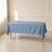 Dusty blue polyester rectangle tablecloth, 60"x102", wrinkle-resistant finish.
