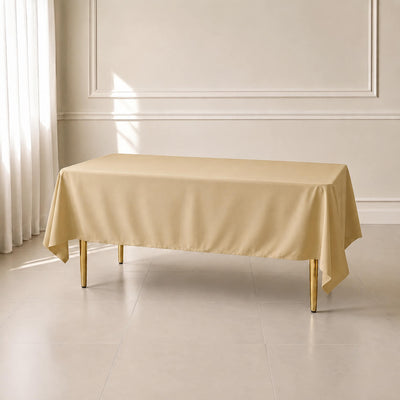 Polyester Rectangle Tablecloth 60"x102" Champagne - Wrinkle-Resistant Finish
