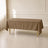 Taupe wrinkle-resistant rectangle tablecloth 60"x102" on a dining table.
