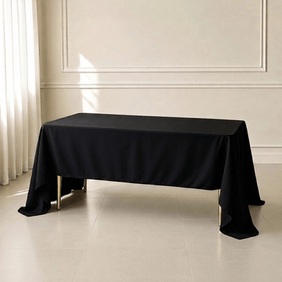 Polyester Rectangle Tablecloth 60"x126" Black - Durable and Wrinkle-Resistant Table Cover for Weddings & Events