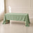 Sage green polyester rectangle tablecloth, 60"x126", durable and wrinkle-resistant.