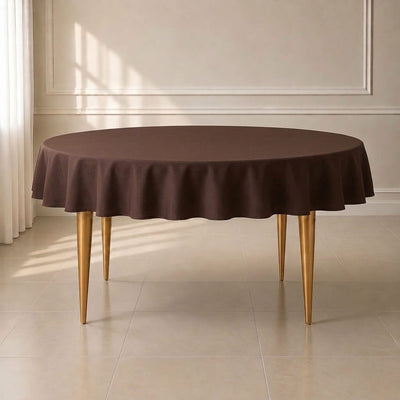 Polyester Round Tablecloth 70" Chocolate - Linen Texture Table Cover