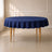 Navy blue polyester round tablecloth with linen texture.