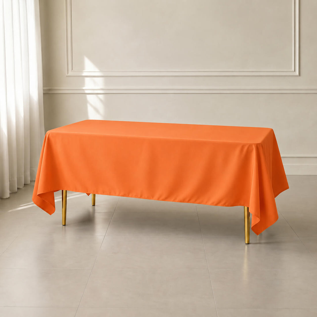 Polyester Rectangle Tablecloth 72"x120" Orange with Wrinkle-Resistant Finish - Reusable Table Cover