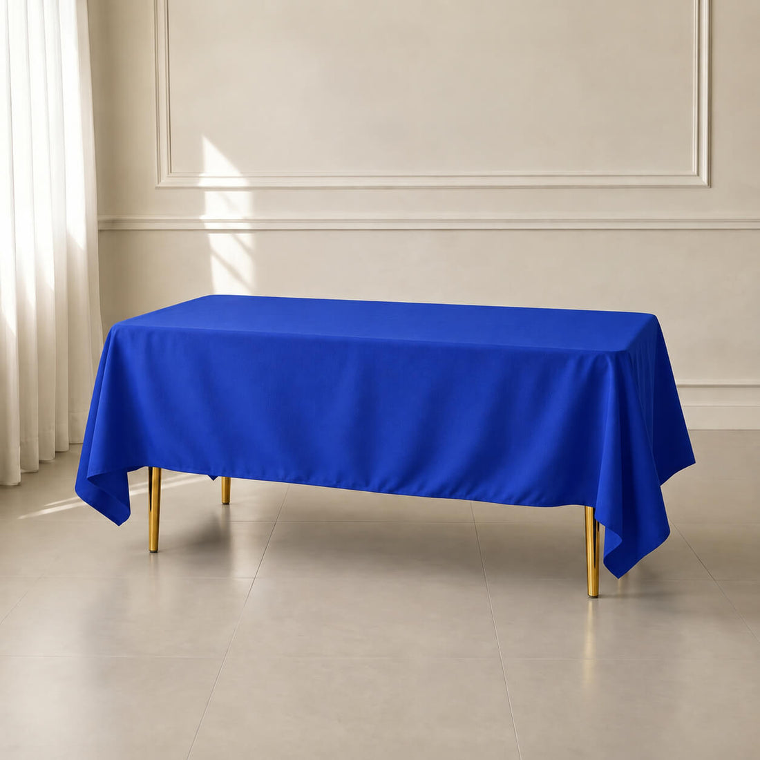 Royal Blue Polyester Rectangle Tablecloth 72"x120" with Wrinkle-Resistant Finish