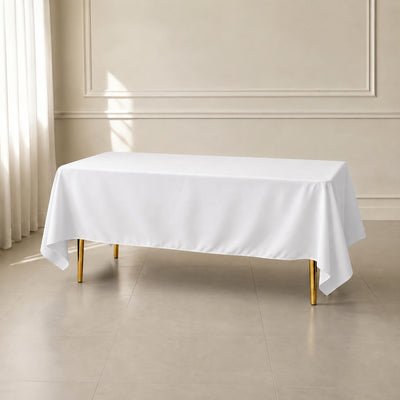 Polyester Rectangle Tablecloth 72"x120" White with Wrinkle-Resistant Finish - Reusable and Polished Table Cover for Weddings & Events