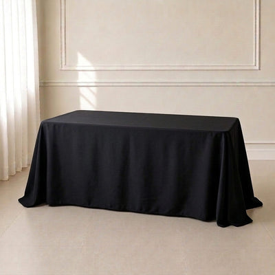 Polyester Rectangle Tablecloth 90"x132" Black with Seamless Finish - Sophisticated Style for Wedding Receptions