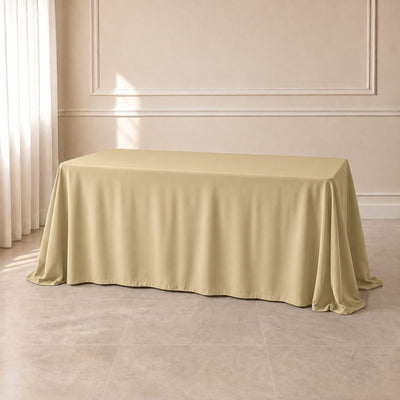 Polyester Rectangle Tablecloth 90"x132" Champagne with Seamless Finish