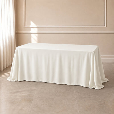 Polyester Rectangle Tablecloth 90"x132" Ivory with Seamless Finish