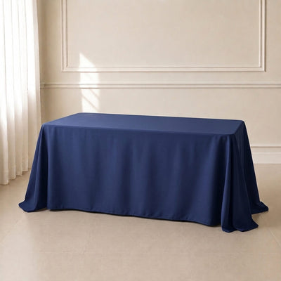 Polyester Rectangle Tablecloth 90"x132" Navy Blue with Seamless Finish