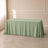Sage green polyester rectangle tablecloth 90"x132" with seamless finish.