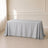 Silver polyester tablecloth 90"x132" with seamless finish.