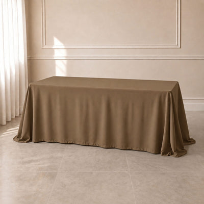 Polyester Rectangle Tablecloth 90"x132" Taupe with Seamless Finish