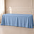 Dusty blue polyester rectangle tablecloth 90"x156" with seamless finish.