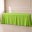 Apple green polyester rectangle tablecloth on a table.