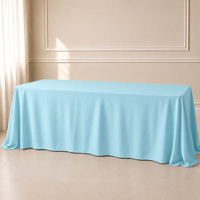 Polyester Rectangle Tablecloth 90"x156" Light Blue with Seamless Finish