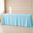 Light blue polyester rectangle tablecloth 90"x156" with seamless finish.