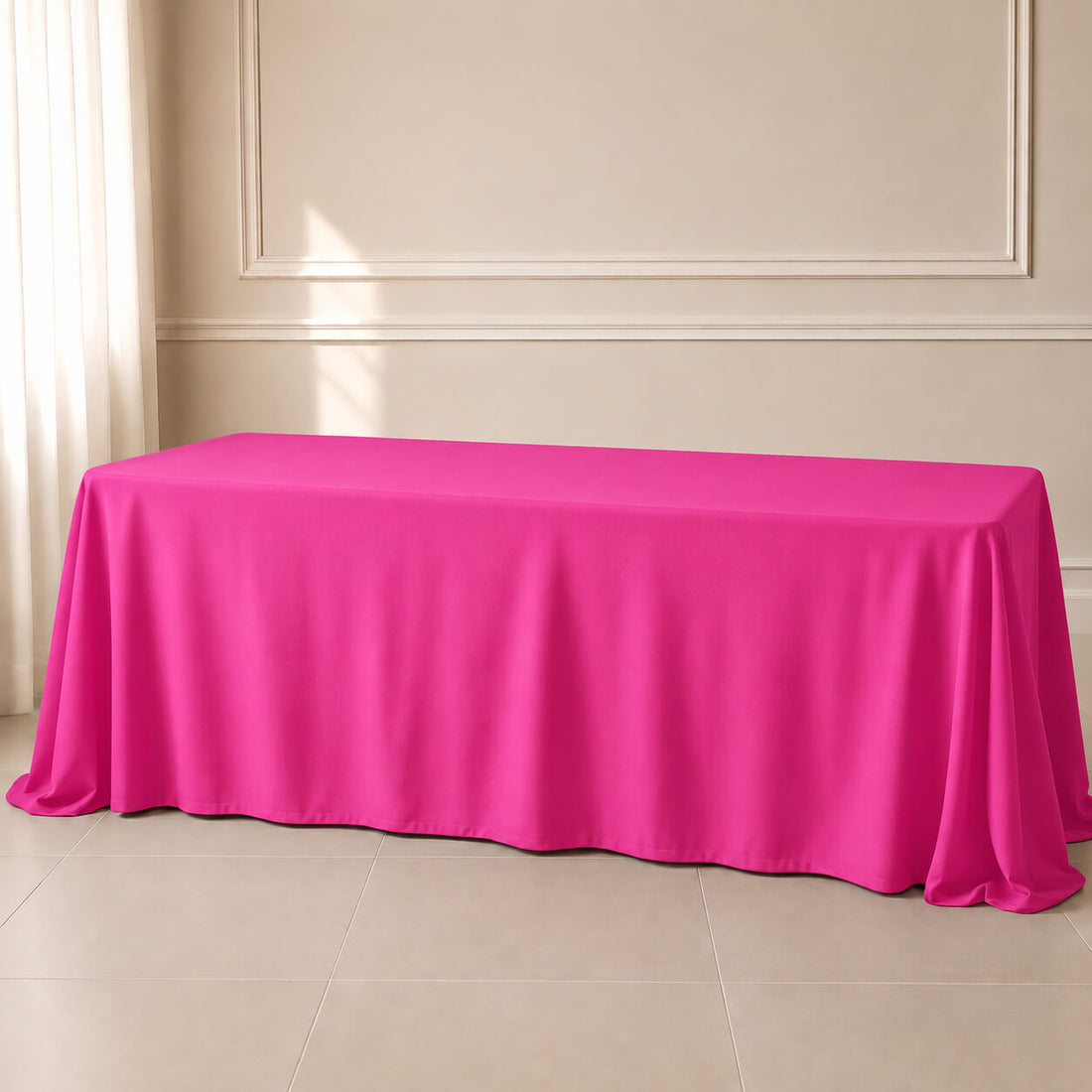 Fuchsia seamless polyester rectangle tablecloth 90"x156