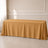 Gold polyester rectangle tablecloth for elegant events.