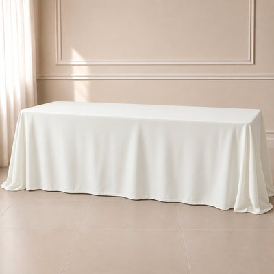 Polyester Rectangle Tablecloth 90"x156" Ivory with Seamless Finish