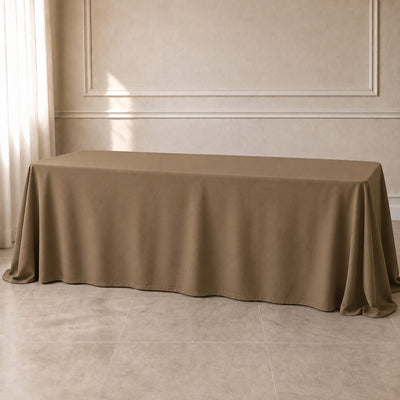 Polyester Rectangle Tablecloth 90"x156" Taupe with Seamless Finish
