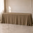 Taupe seamless polyester rectangle tablecloth 90"x156" on a table.