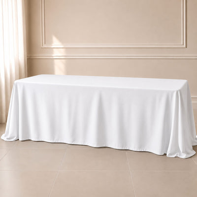 Polyester Rectangle Tablecloth 90"x156" White with Seamless Finish - Refined Style for Grand Events