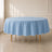 Dusty blue polyester round tablecloth on a round table.