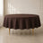 Chocolate round tablecloth on a wooden table. Reusable and durable design.